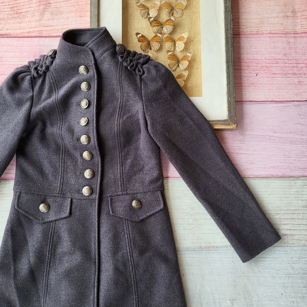 Nick & Mo Gray Wool Blend Military  Button Front Jacket Peacoat Women's Small - Picture 4 of 6